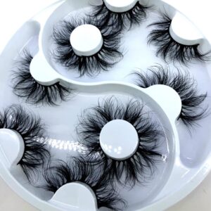 HBZGTLAD 5 Pairs False Eyelashes Cat-Eye Fluffy Faux Mink Lashes 8D Wispy Lashes Dramatic Long Thick Volume Fake Eye Lash(WX-28)