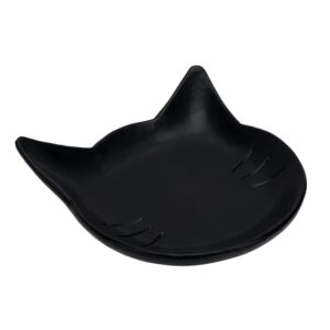 soffee design light resin jewelry tray black cat head shape storage for ring/earring/necklace/trinket dish, suitable for entryway/side cabinet/bedside table/washstand/dressing table
