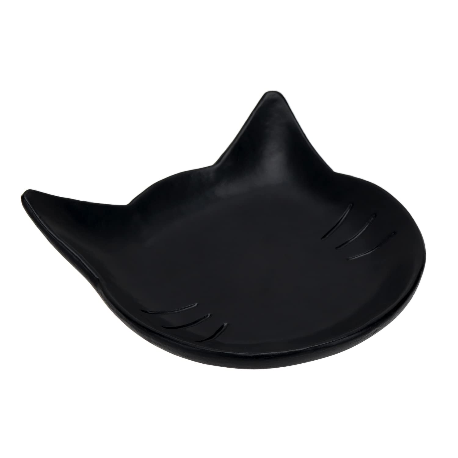 SOFFEE DESIGN Light Resin Jewelry Tray Black Cat Head Shape Storage for Ring/Earring/Necklace/Trinket Dish, Suitable for Entryway/Side Cabinet/Bedside Table/Washstand/Dressing Table