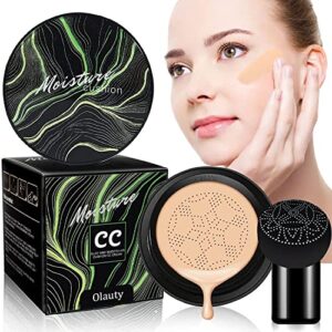 cc cream foundation, mushroom head air cushion cc cream,concealer moisturizing bb cream,waterproof lasting oil contorl cushion foundation coverage of blemishes, suitable for all skin types (natural)