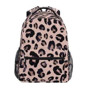 leopard print cheetah pink backpack school bags bookbags for teen kids travel daypack one size