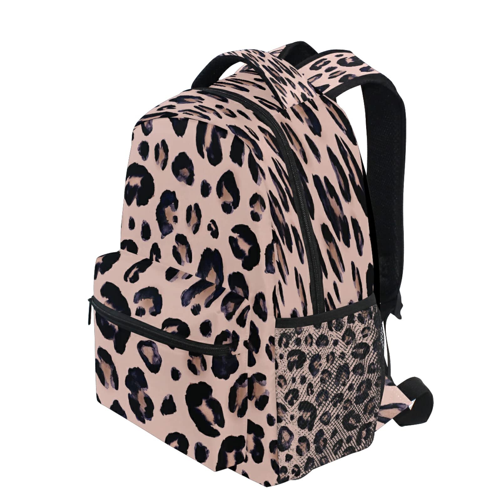 Leopard Print Cheetah Pink Backpack School Bags Bookbags for Teen Kids Travel Daypack One Size