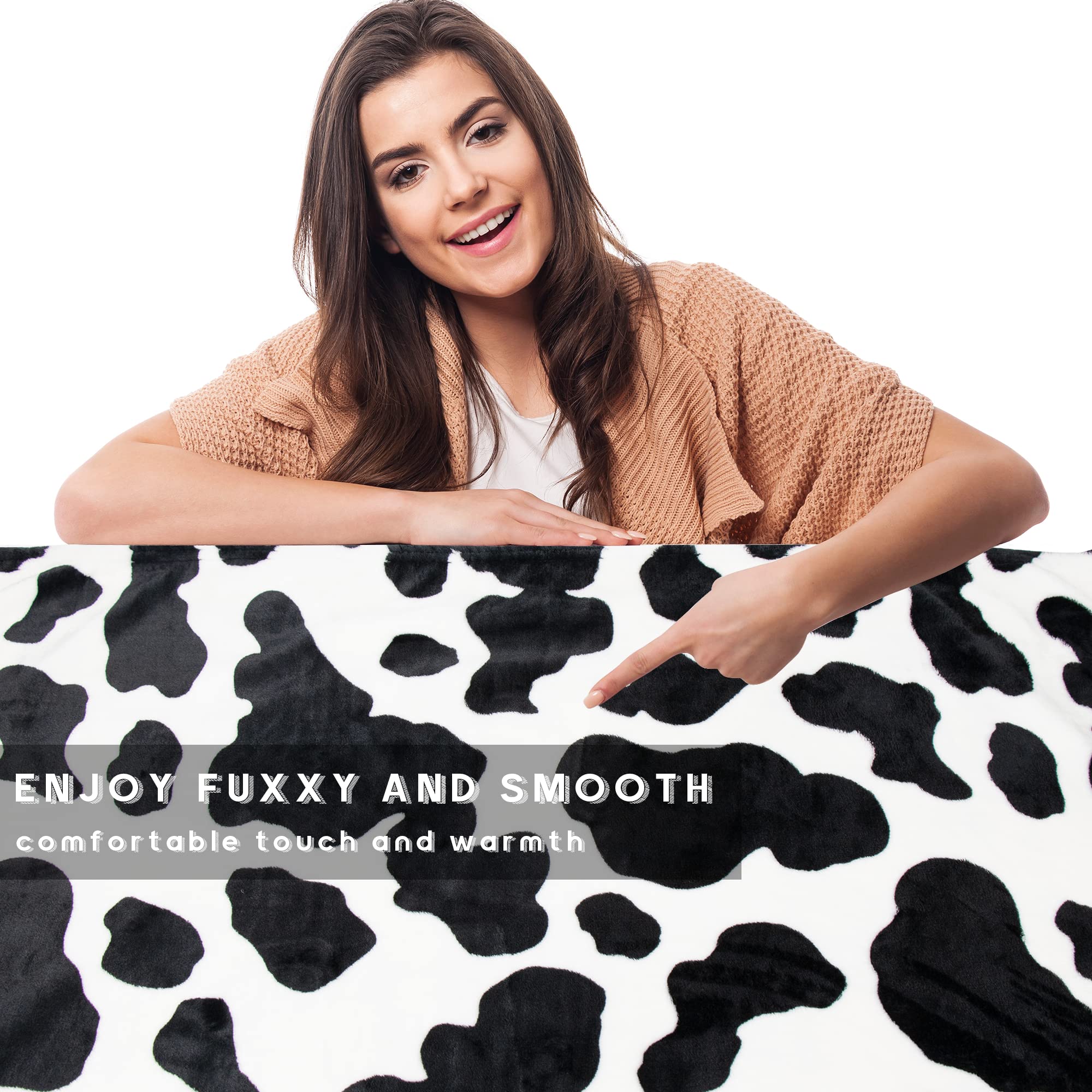 Cow Print Blanket Lightweight Soft Warm Blankets and Throws Cozy Fleece Cow Baby Blanket Fuzzy Cute Black Cow Printed Throw Blankets for Baby Kids Boys Girls Toddler Newborn Infant 40x50 inch