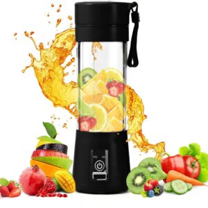 Portable Blender USB Rechargeable - Portable Blender for Shakes & Smoothies - 6 Blades-WENPIC- Fruit & Vegetable Juicer - For Travel Sports Kitchen - Mini Portable Blender (Upgraded Version, Black)