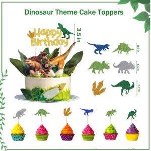 Dinosaur 2nd Birthday Decorations for Boy, Party Inspo Dinosaur Two Rex Happy Birthday Banner Cake Cupcake Toppers, Dinosaur Green