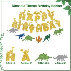 Dinosaur 2nd Birthday Decorations for Boy, Party Inspo Dinosaur Two Rex Happy Birthday Banner Cake Cupcake Toppers, Dinosaur Green