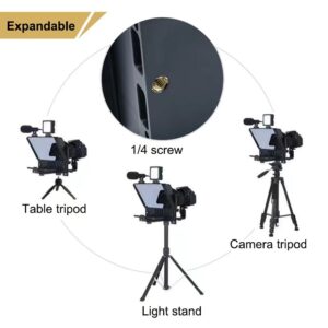 Inmei A10 Teleprompter Portable Smartphone DSLR Camera Teleprompter Prompter with Phone Holder Remote Control for Video Recording Live Streaming Interview Stage Presentation Speech Video Making Tools