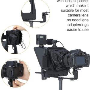 Inmei A10 Teleprompter Portable Smartphone DSLR Camera Teleprompter Prompter with Phone Holder Remote Control for Video Recording Live Streaming Interview Stage Presentation Speech Video Making Tools