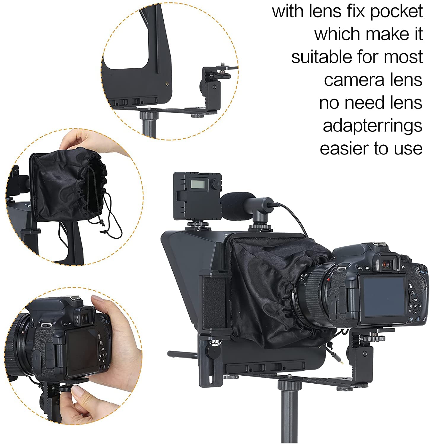 Inmei A10 Teleprompter Portable Smartphone DSLR Camera Teleprompter Prompter with Phone Holder Remote Control for Video Recording Live Streaming Interview Stage Presentation Speech Video Making Tools