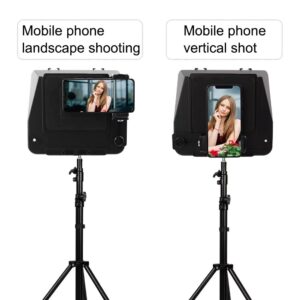 Inmei A10 Teleprompter Portable Smartphone DSLR Camera Teleprompter Prompter with Phone Holder Remote Control for Video Recording Live Streaming Interview Stage Presentation Speech Video Making Tools