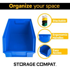 Storage Compat 2PLZ Plastic Storage Bin, Wall Mount Storage, Hanging and Stacking Containers, Freestanding (9-Inch x 6-Inch x 5-Inch) Yellow, 12-Pack