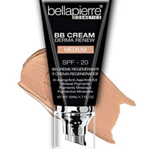 bellapierre BB Cream with SPF 20 - Tinted Sunscreen, Concealer, Foundation, & Moisturizing Face Cream | Lightweight Formula + Pump Top Applicator | Non-Toxic & Paraben Free | 1.7 Oz - Medium