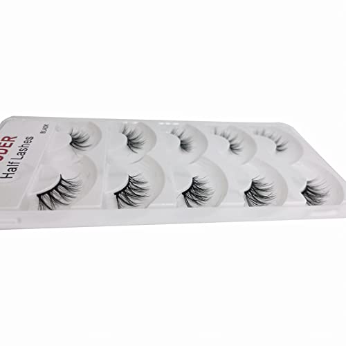 DAODER False Eyelashes Half Lashes Wispy Cat Eye Faux 3D Mink Lashes Natural Look Soft Handmade Wispies 7-15mm Eye Lashes For Eye Makeup 5 Pairs (Half Lashes 04)