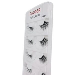 DAODER False Eyelashes Half Lashes Wispy Cat Eye Faux 3D Mink Lashes Natural Look Soft Handmade Wispies 7-15mm Eye Lashes For Eye Makeup 5 Pairs (Half Lashes 04)