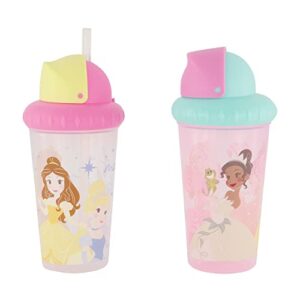 toddler sippy cups for boys and girls | 10 ounce disney sippy cup pack of two with straw and lid | durable blue leak proof travel water bottle for toddlers