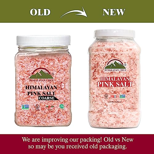 Himalayan Chef Pink Himalayan Salt Coarse Grain, Plastic Jar - 5 lbs. For Refill Grinders