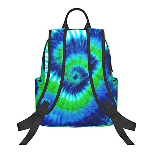 Blue-Green Tie Dye Backpack Compact Light 14.7 Inch Travel Bag Laptop Hippie Backpack Computer Bag for Men Women