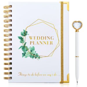 wedding planner&organizer for bride,diamond pen set,a5 undated bridal countdown wedding notebook engagements gift
