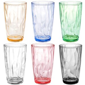 hedume 6 pack 17oz unbreakable premium drinking glasses, set of 6 stackable tritan tumbler cups, plastic water cups, bpa free