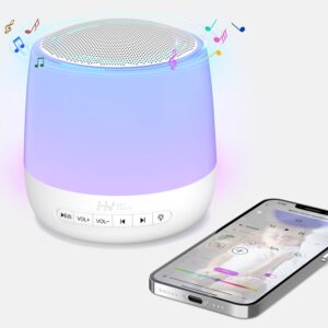 baby sound machine, heyvalue white noise machine for baby sleeping, night light |toddler sleep trainer | 34 soothing sound | app remote control, personal sleep routine (wi-fi)