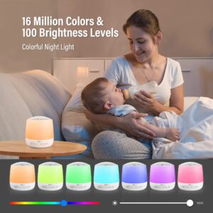 Baby Sound Machine, HEYVALUE White Noise Machine for Baby Sleeping, Night Light |Toddler Sleep Trainer | 34 Soothing Sound | App Remote Control, Personal Sleep Routine (Wi-Fi)