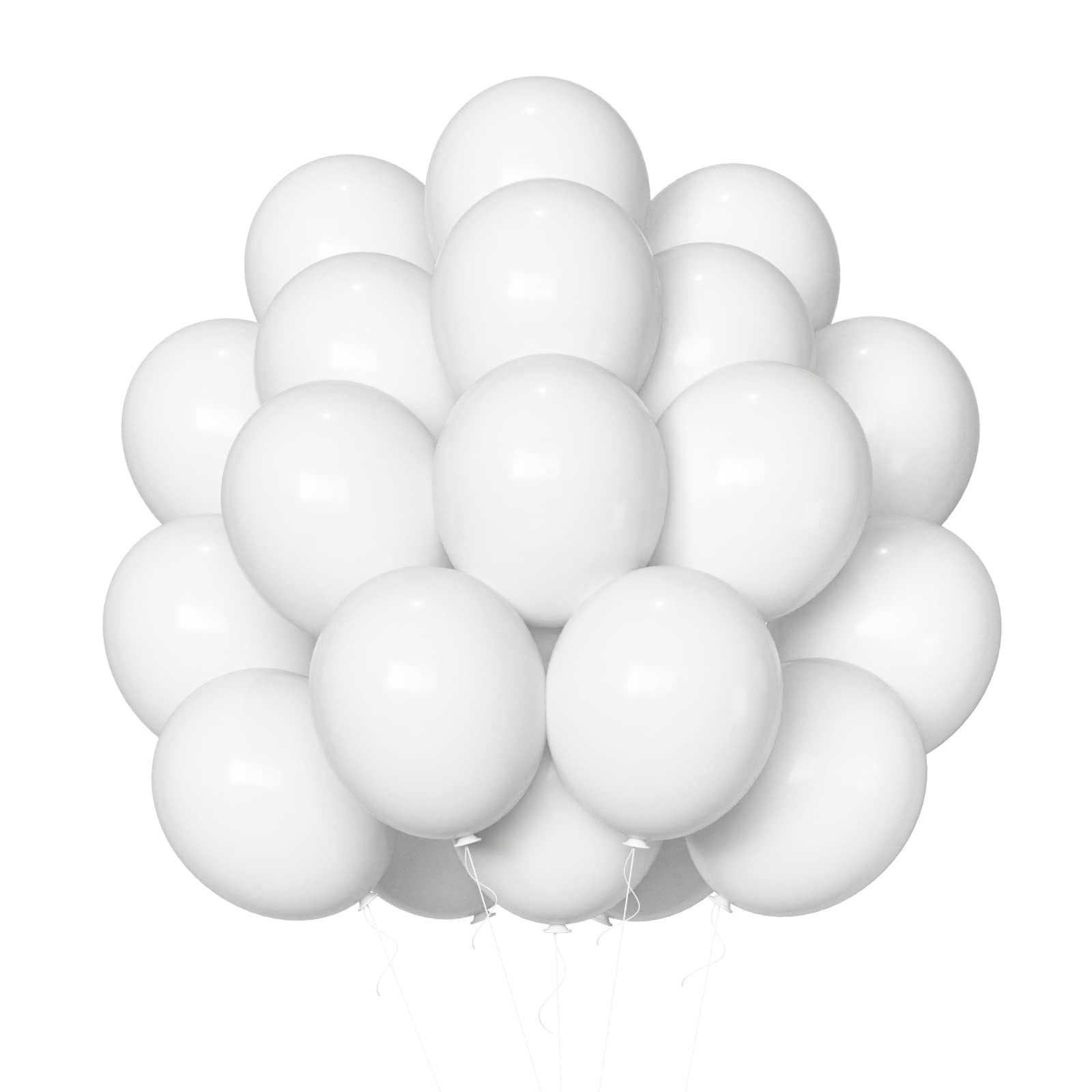 White Balloons Latex Party Balloons - 60 Pack 12 inch White Matte balloons Round Helium Balloons for White Theme Wedding Birthday Party Backdrop Decorations Holiday Celebration Graduation Decorations