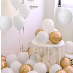 White Balloons Latex Party Balloons - 60 Pack 12 inch White Matte balloons Round Helium Balloons for White Theme Wedding Birthday Party Backdrop Decorations Holiday Celebration Graduation Decorations