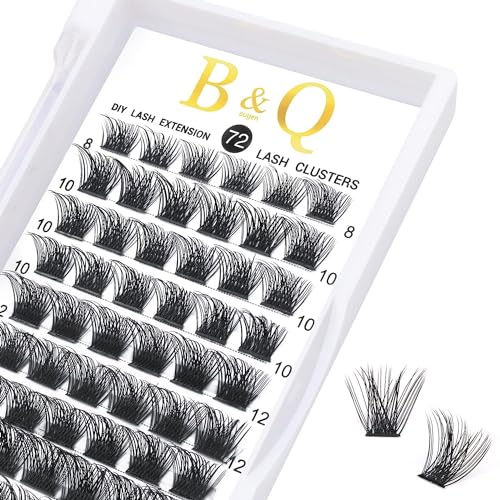 Lash Clusters B02 DIY Eyelash 72 Cluster Lashes C D Curl B&Q LASH Mega Volume Individual Lashes Eyelash Clusters Wispy Lashes Cluster DIY at Home (NM-D-8-16MIX)