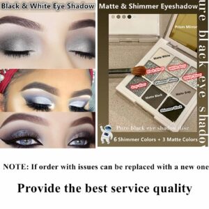 Go Ho Black Grey Silver Smokey Eyeshadow Palette,9 Colors Matte&Shimmer Eye Makeup Palette,Gray White Eyeshadow Makeup,Waterproof Cool Shades Eye Shadow Palette with Prism Mirror