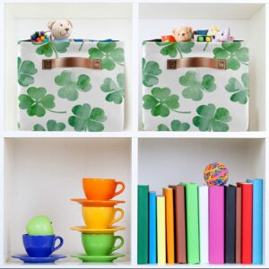 xigua Four Leaf Clover Foldable Canvas Storage Bin, Sturdy Fabric Storage Basket with Handles, Storage Cube Box for Organizing Shelf Nursery Toy Closet 1PCS