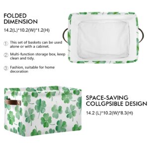 xigua Four Leaf Clover Foldable Canvas Storage Bin, Sturdy Fabric Storage Basket with Handles, Storage Cube Box for Organizing Shelf Nursery Toy Closet 1PCS