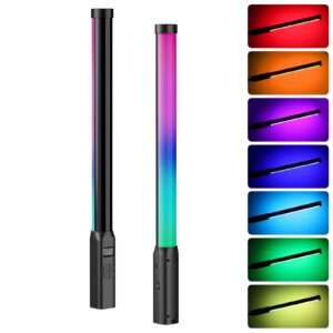 ulanzi vl119 handheld light wand, 360° rgb led video light stick for photography, 2600mah rechargeable tube light for video shooting, 2500-9000k dimmable camera light with lcd