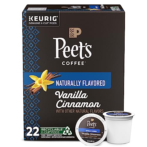 Peet's Coffee, Flavored Coffee K-Cup Pods for Keurig Brewers - Vanilla Cinnamon 22 Count (1 Box of 22 K-Cup Pods)