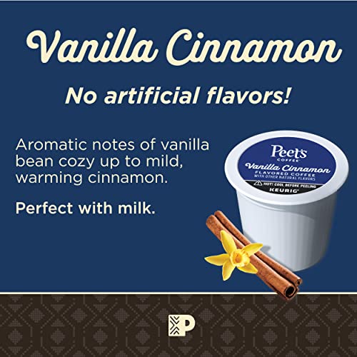 Peet's Coffee, Flavored Coffee K-Cup Pods for Keurig Brewers - Vanilla Cinnamon 22 Count (1 Box of 22 K-Cup Pods)