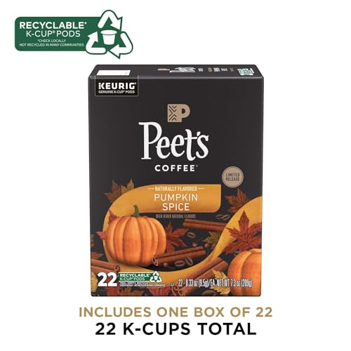 Peet's Coffee, Flavored Coffee K-Cup Pods for Keurig Brewers - Pumpkin Spice, 22 Count (1 Box of 22 K-Cup Pods)