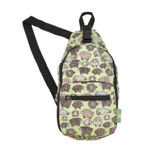 eco chic lightweight foldable crossbody bag recycled plastic shoulder backpack folds into pouch for storage (cute sheep green)