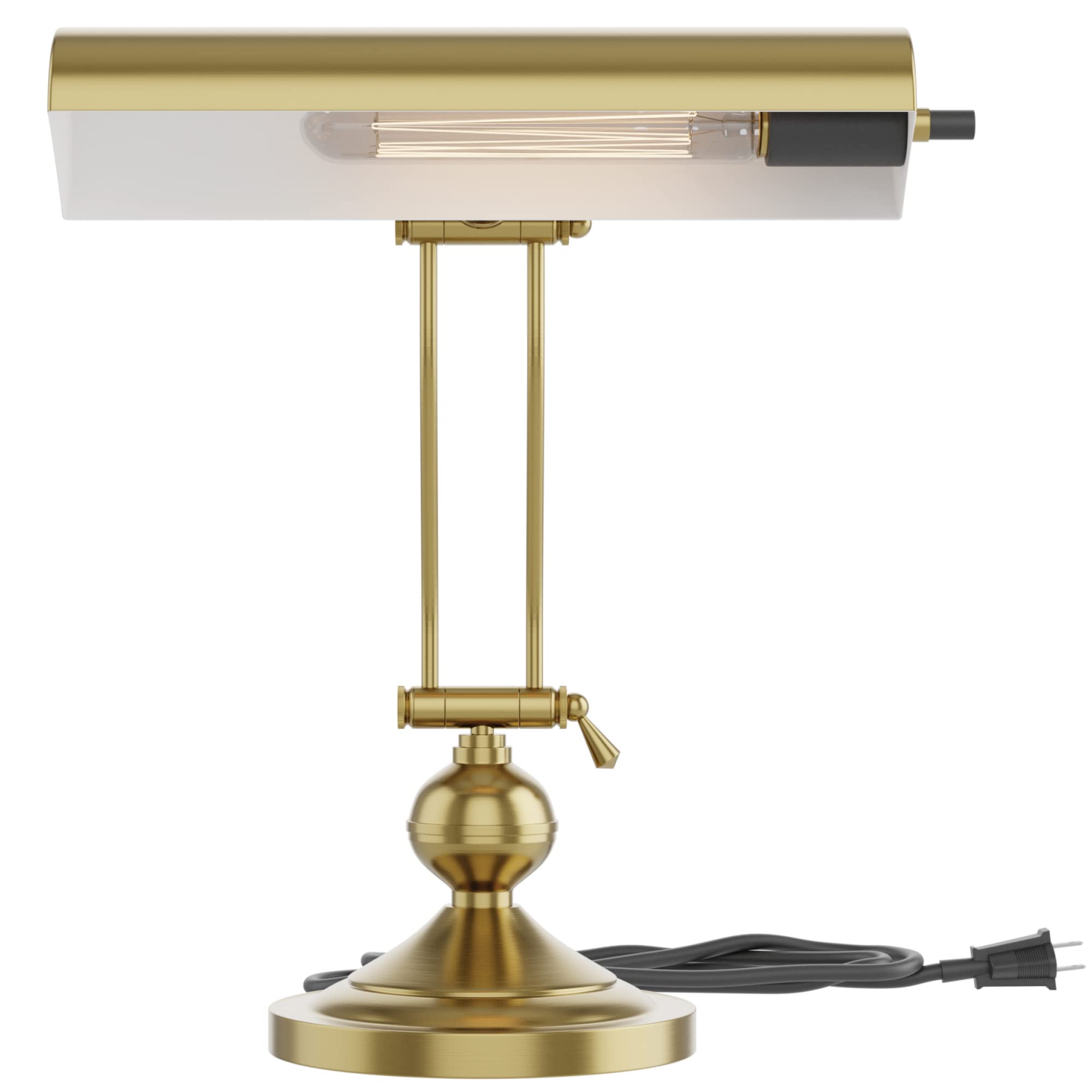 Home Intuition Classic Antique Retro Adjustable Leaning Piano Lamp Banker Desk Light (Brushed Brass)