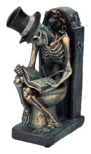 pacific giftware rip bronze finish skeleton reading on toilet tombstone bathroom office decor 8” tall