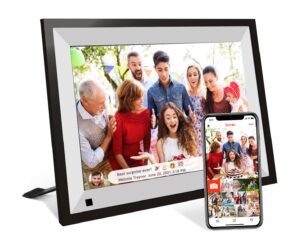 digital picture frame 10.1 inch large digital photo frame with ips full hd touchscreen, 32gb wifi smart frame share photos and videos instantly from anywhere via frameo app