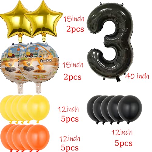 Construction 3rd Birthday Party Supplies for Boys, Cars and Trucks Balloons Construction Trucks Party Decorations for three Birthday Party Construction Tractor Themed Birthday Party Favor