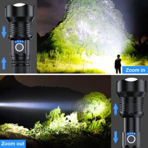 MILAOSHU Rechargeable Flashlights 900,000 High Lumens - 2 Pack, Super Bright 12 Hours Long Life LED Flashlight with 5 Modes, High Powered Flash Light for Home, Outdoor