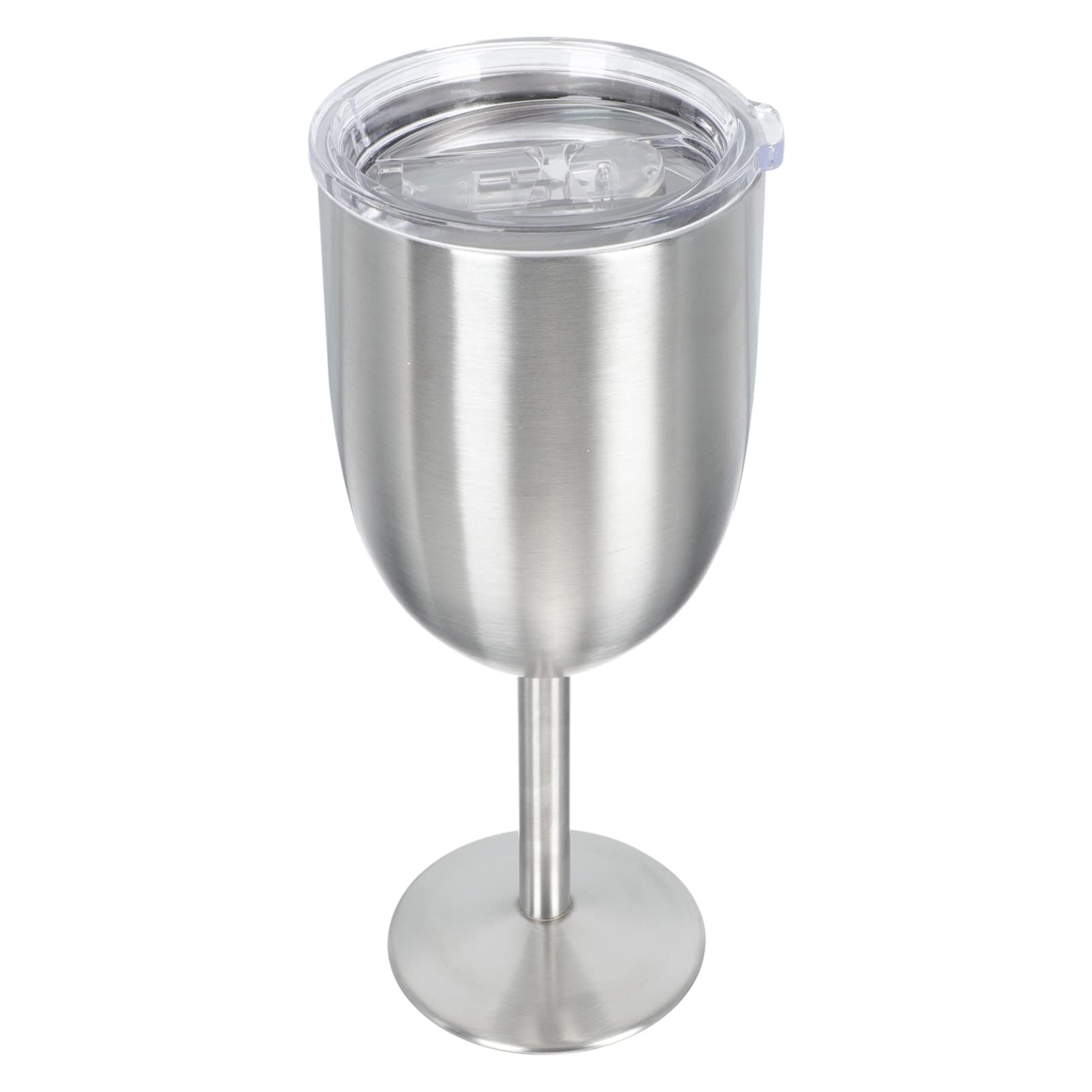 Angoily Insulated Wine Glasses with Lid Stainless Steel Wine Tumbler with Stem, 10 oz Unbreakable Goblets Stemmed Wine Glasses for Champaign, Cocktail, Home Bar and Nightclub (Silver)