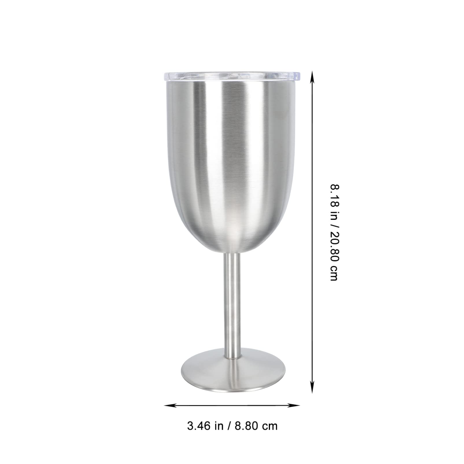 Angoily Insulated Wine Glasses with Lid Stainless Steel Wine Tumbler with Stem, 10 oz Unbreakable Goblets Stemmed Wine Glasses for Champaign, Cocktail, Home Bar and Nightclub (Silver)