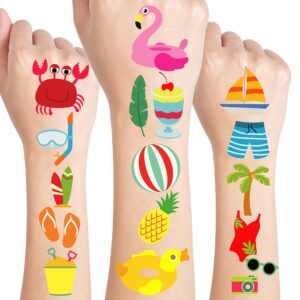 24 sheets pool beach temporary tattoos, birthday decorations summer party favors