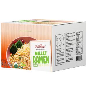 onetang organic millet & brown rice ramen noodle, gluten-free pasta, no sodium ramen, whole grain, non-gmo, kosher, vegan 2.47 oz (pack of 12)