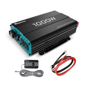 Renogy 1000W Pure Sine Wave Inverter 12V DC to 120V AC Converter & KIT-STARTER-100D Starter Kit with 1 Pcs 100W Monocrystalline Panel and 30A PWM Controller Solar Charging, Boats, RV, Off-Grid System