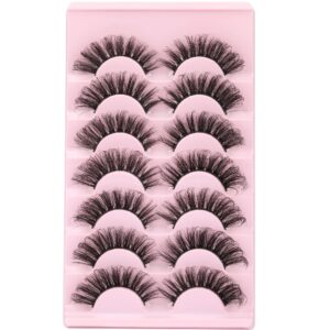 Mink Eyelashes 20mm Cat Eye Lashes Fluffy Mink Lashes Pack Wispy Natural D Curl Volume Strip False Eyelashes 7 Pairs Fox Eye by HeyAlice (HY1)