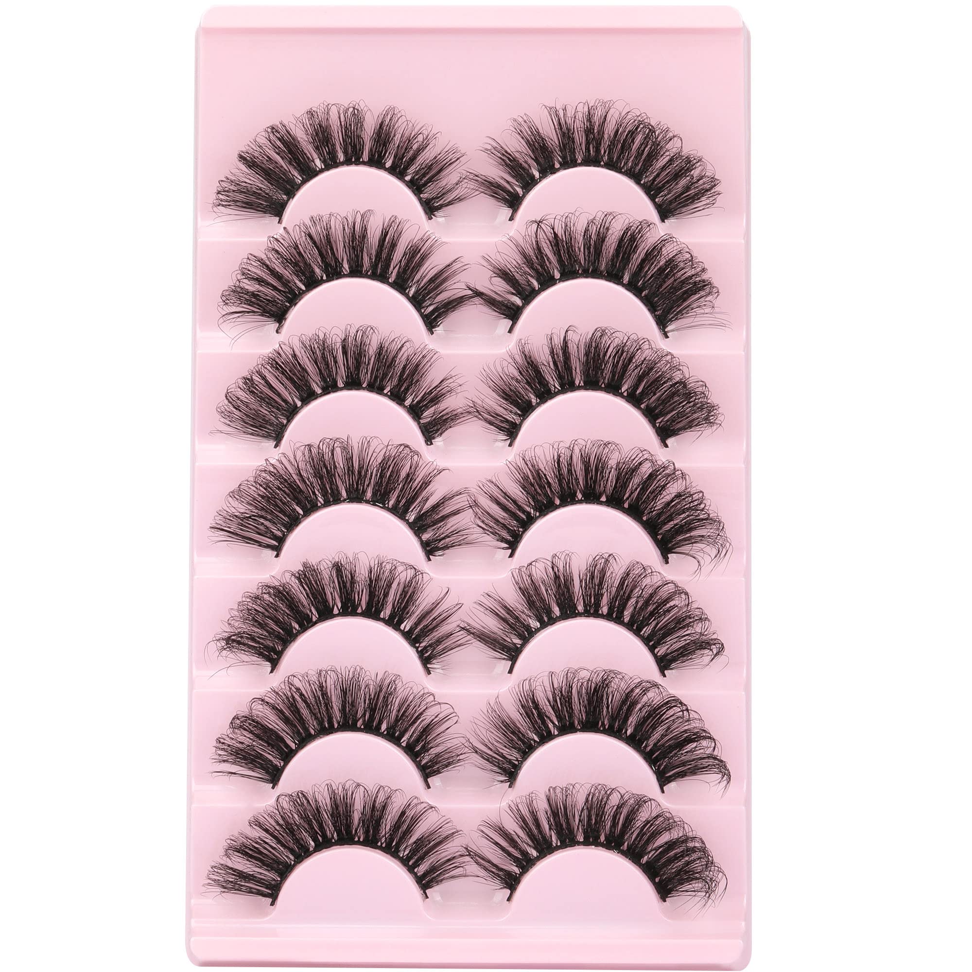 Mink Eyelashes 20mm Cat Eye Lashes Fluffy Mink Lashes Pack Wispy Natural D Curl Volume Strip False Eyelashes 7 Pairs Fox Eye by HeyAlice (HY1)