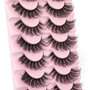 Mink Eyelashes 20mm Cat Eye Lashes Fluffy Mink Lashes Pack Wispy Natural D Curl Volume Strip False Eyelashes 7 Pairs Fox Eye by HeyAlice (HY1)