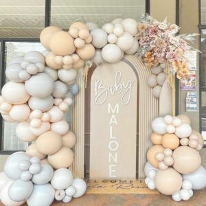 balloon arch kit, scmdoti neutral balloon garland with double stuffed grey, nude balloon, sand white balloon for boho party, baby shower decoration, gender reveal party, birthday, baptism decoration